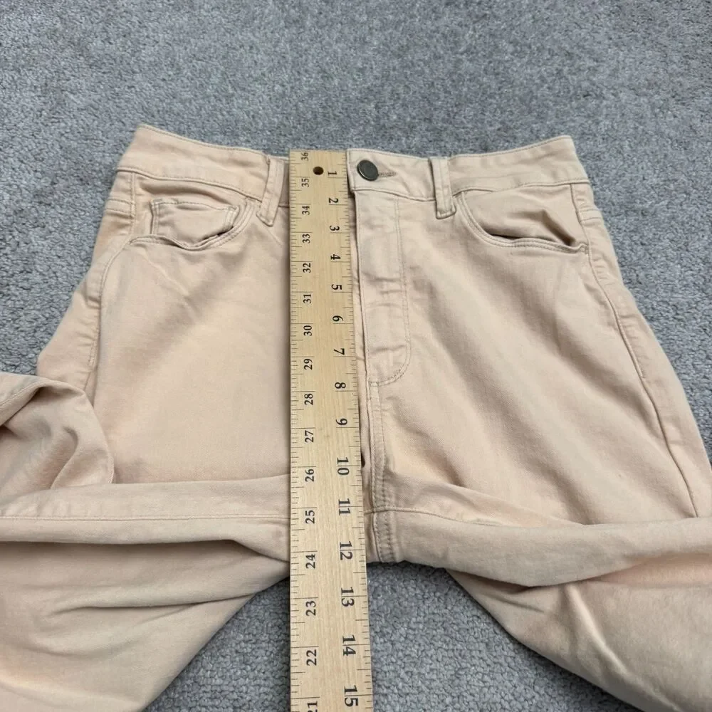 PAIGE Genesee High Rise Wide Leg Denim Jeans Size 28 Sandie Beige Tan Stretch - Picture 15 of 16